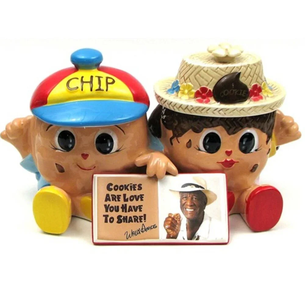 Famous Amos Double Chip & Cookie Ceramic Jars 12 1/2